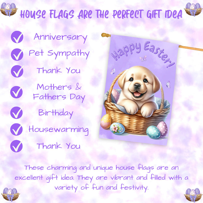 Labrador Retriever Dog Spring House Flag Easter Home Decorative Holiday Flag 28x40 Inch Double-Sided