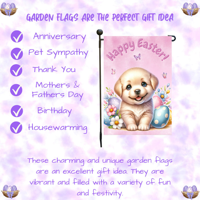 Labrador Dog Spring Easter Garden Flag Puppy Eggs Outdoor Yard Decor Gift 12x18 Inch Single Side and Double Sided