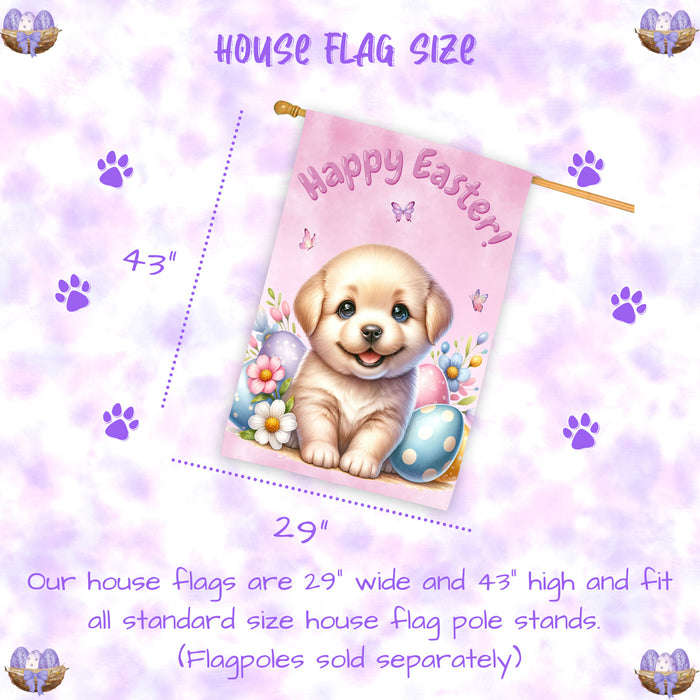 Labrador Retriever Dog Easter House Flag Puppy Eggs Spring Outdoor Yard Décor 28x40 Inch Double-Sided