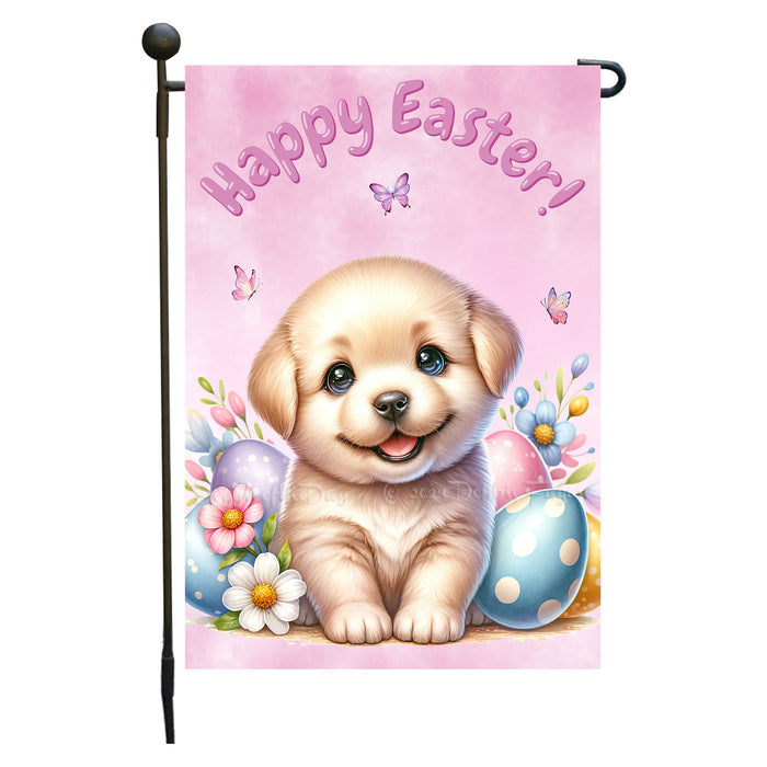 Labrador Dog Spring Easter Garden Flag Puppy Eggs Outdoor Yard Decor Gift 12x18 Inch Single Side and Double Sided