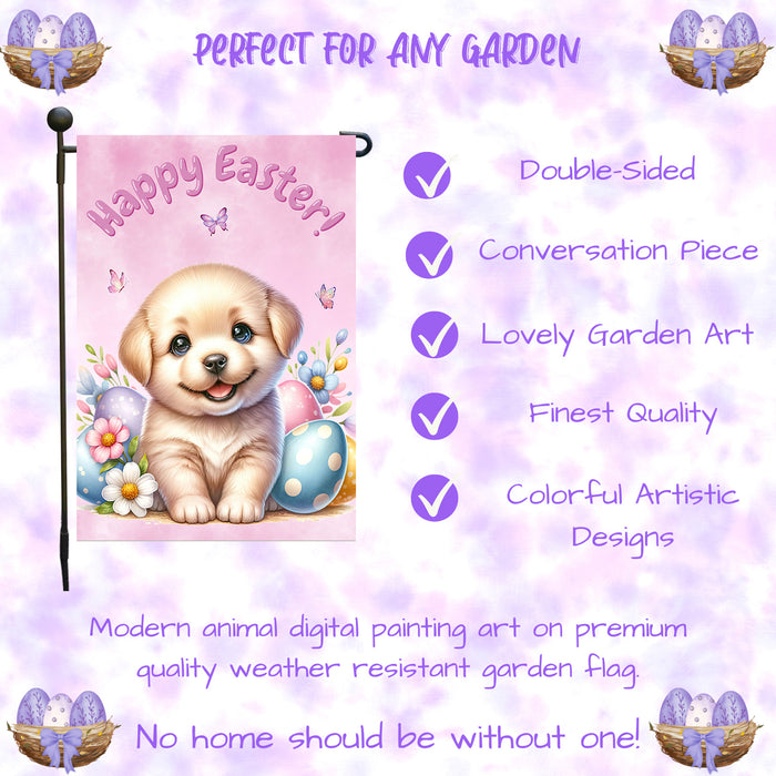 Labrador Dog Spring Easter Garden Flag Puppy Eggs Outdoor Yard Decor Gift 12x18 Inch Single Side and Double Sided