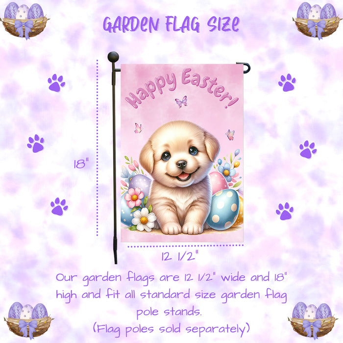 Labrador Dog Spring Easter Garden Flag Puppy Eggs Outdoor Yard Decor Gift 12x18 Inch Single Side and Double Sided