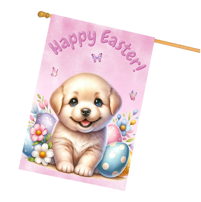 Labrador Retriever Dog Easter House Flag Puppy Eggs Spring Outdoor Yard Décor 28x40 Inch Double-Sided