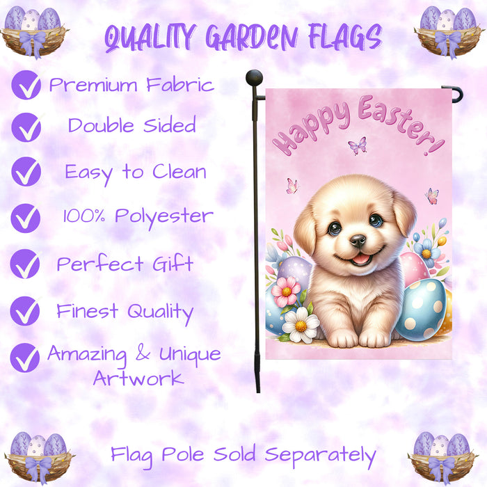 Labrador Dog Spring Easter Garden Flag Puppy Eggs Outdoor Yard Decor Gift 12x18 Inch Single Side and Double Sided