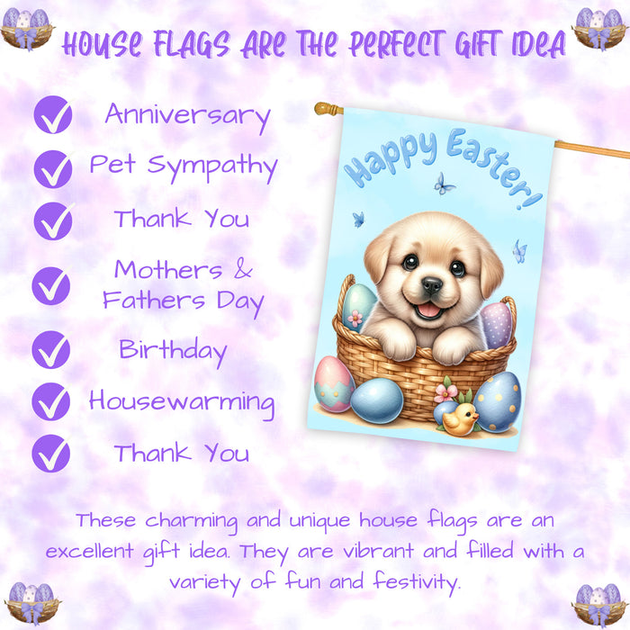Labrador Spring Easter House Flag Dog Outdoor Home Yard Seasonal Decor Flag 28x40 Inch Double-Sided
