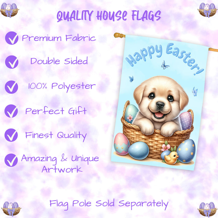 Labrador Spring Easter House Flag Dog Outdoor Home Yard Seasonal Decor Flag 28x40 Inch Double-Sided