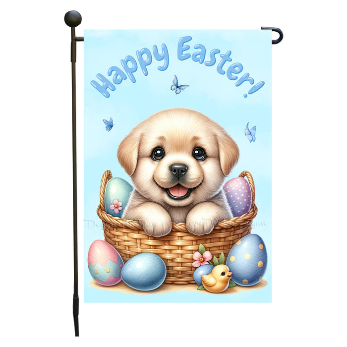 Labrador Retriever Dog Easter Gift Garden Flag Cute Puppy Eggs Spring Yard Décor 12x18 Inch Single Side and Double Sided