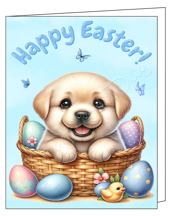 Happy Easter Labrador 4 Greeting Cards, Spring Holiday Notecards Blank Inside Envelopes Included, Unique Easter Egg Cards for Dog Lovers