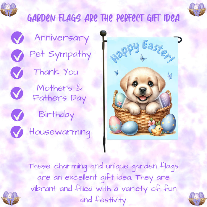 Labrador Retriever Dog Easter Gift Garden Flag Cute Puppy Eggs Spring Yard Décor 12x18 Inch Single Side and Double Sided