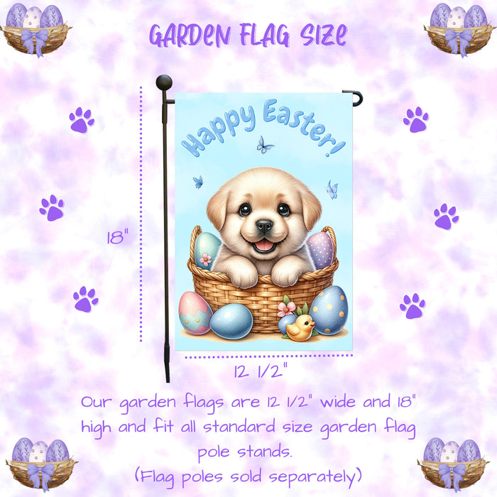 Labrador Retriever Dog Easter Gift Garden Flag Cute Puppy Eggs Spring Yard Décor 12x18 Inch Single Side and Double Sided