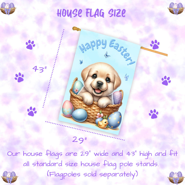 Labrador Spring Easter House Flag Dog Outdoor Home Yard Seasonal Decor Flag 28x40 Inch Double-Sided