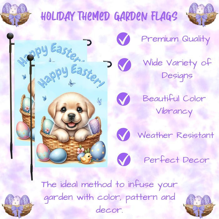 Labrador Retriever Dog Easter Gift Garden Flag Cute Puppy Eggs Spring Yard Décor 12x18 Inch Single Side and Double Sided