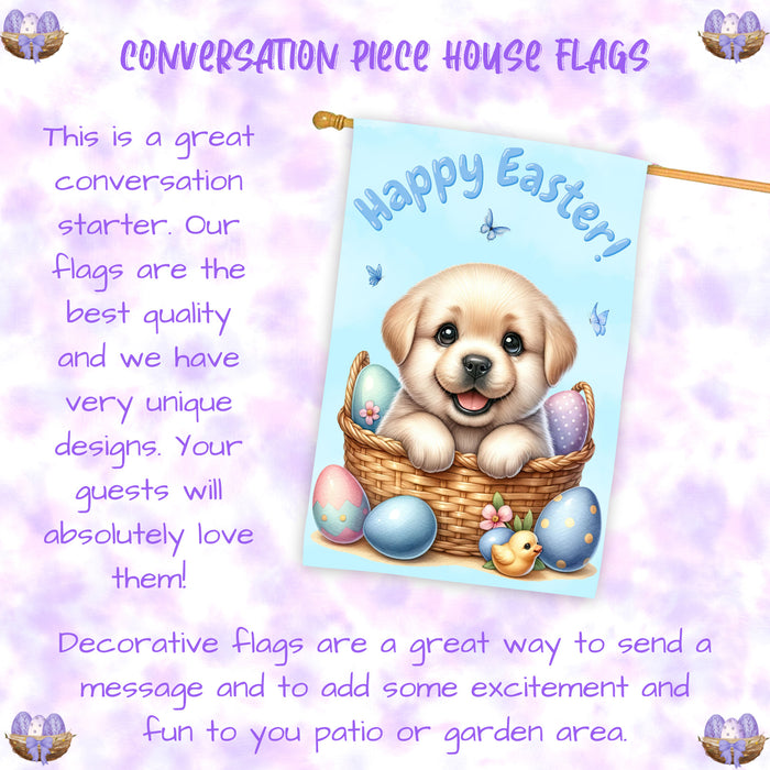 Labrador Spring Easter House Flag Dog Outdoor Home Yard Seasonal Decor Flag 28x40 Inch Double-Sided
