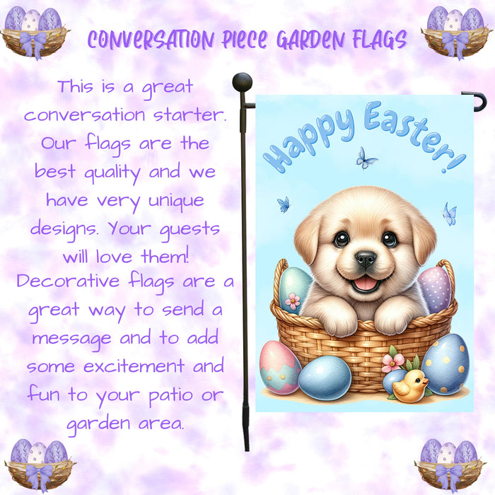 Labrador Retriever Dog Easter Gift Garden Flag Cute Puppy Eggs Spring Yard Décor 12x18 Inch Single Side and Double Sided