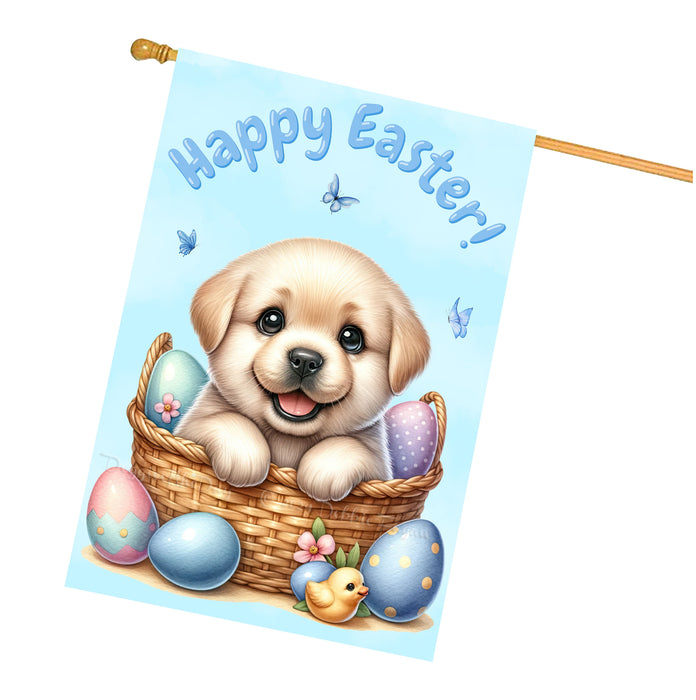 Labrador Spring Easter House Flag Dog Outdoor Home Yard Seasonal Decor Flag 28x40 Inch Double-Sided