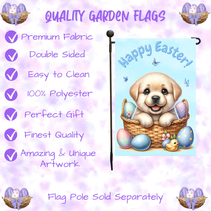Labrador Retriever Dog Easter Gift Garden Flag Cute Puppy Eggs Spring Yard Décor 12x18 Inch Single Side and Double Sided