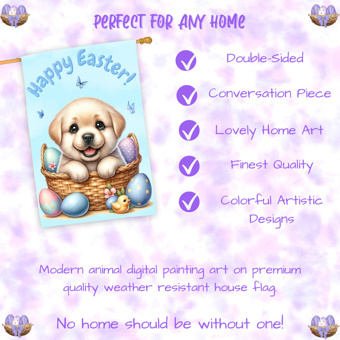 Labrador Spring Easter House Flag Dog Outdoor Home Yard Seasonal Decor Flag 28x40 Inch Double-Sided