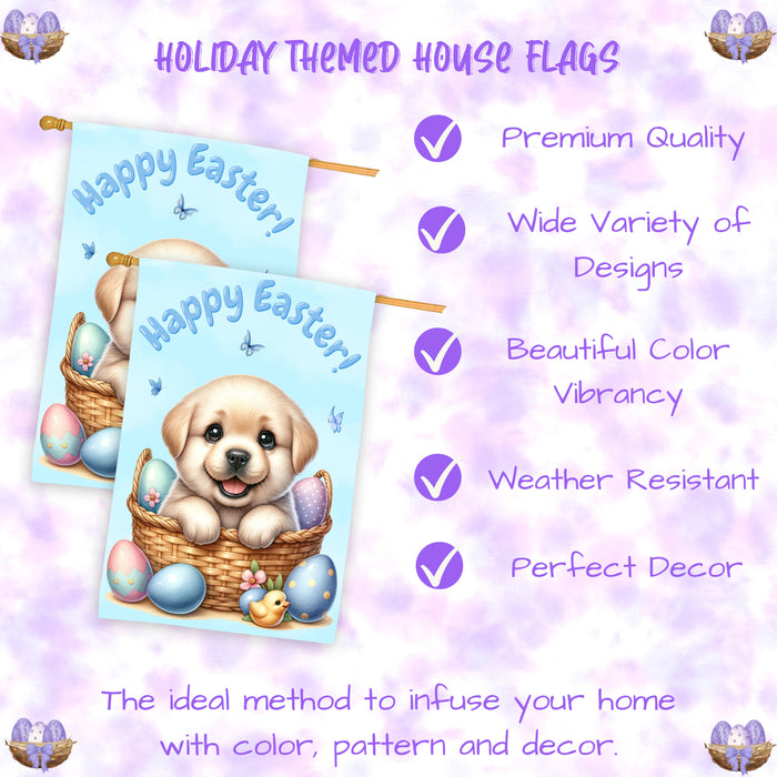 Labrador Spring Easter House Flag Dog Outdoor Home Yard Seasonal Decor Flag 28x40 Inch Double-Sided