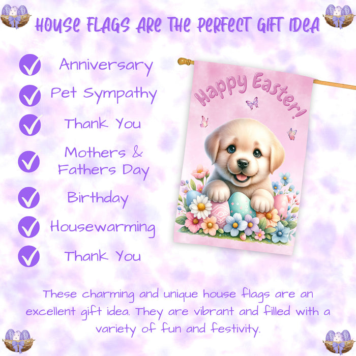 Labrador Retriever Spring Easter Dog House Flag Garden Yard Outdoor Decoration 28x40 Inch Double-Sided