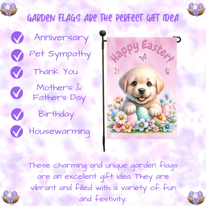 Labrador Retriever Easter Garden Flag Puppy Bunny Ears Spring Outdoor Decor 12x18 Inch Single Side and Double Sided
