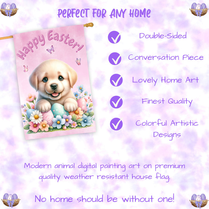 Labrador Retriever Spring Easter Dog House Flag Garden Yard Outdoor Decoration 28x40 Inch Double-Sided