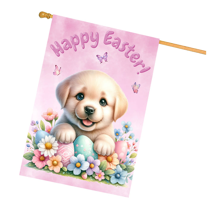 Labrador Retriever Spring Easter Dog House Flag Garden Yard Outdoor Decoration 28x40 Inch Double-Sided
