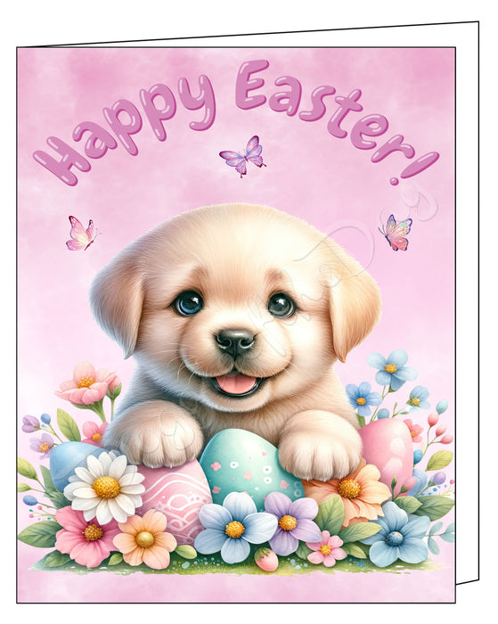 Happy Easter Labrador 5 Greeting Cards, Spring Holiday Notecards Blank Inside Envelopes Included, Unique Easter Egg Cards for Dog Lovers