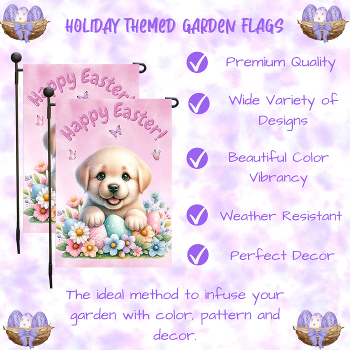 Labrador Retriever Easter Garden Flag Puppy Bunny Ears Spring Outdoor Decor 12x18 Inch Single Side and Double Sided