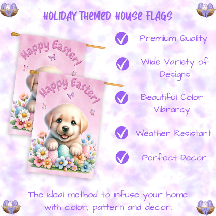 Labrador Retriever Spring Easter Dog House Flag Garden Yard Outdoor Decoration 28x40 Inch Double-Sided