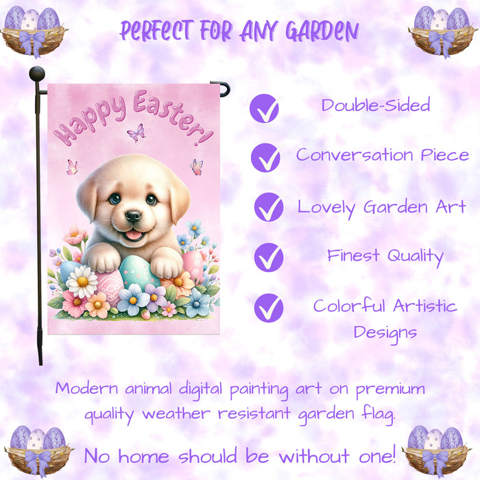 Labrador Retriever Easter Garden Flag Puppy Bunny Ears Spring Outdoor Decor 12x18 Inch Single Side and Double Sided