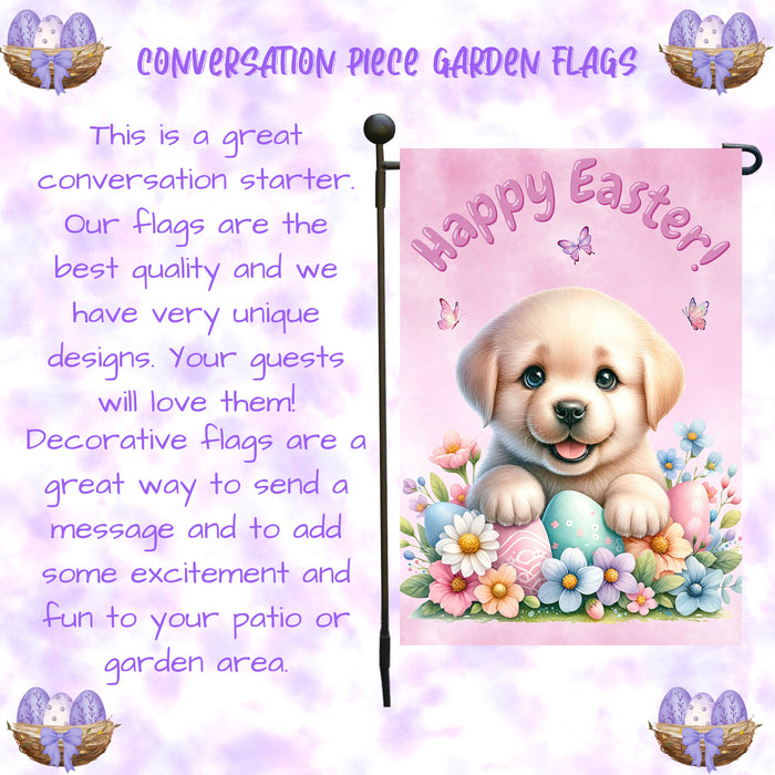 Labrador Retriever Easter Garden Flag Puppy Bunny Ears Spring Outdoor Decor 12x18 Inch Single Side and Double Sided