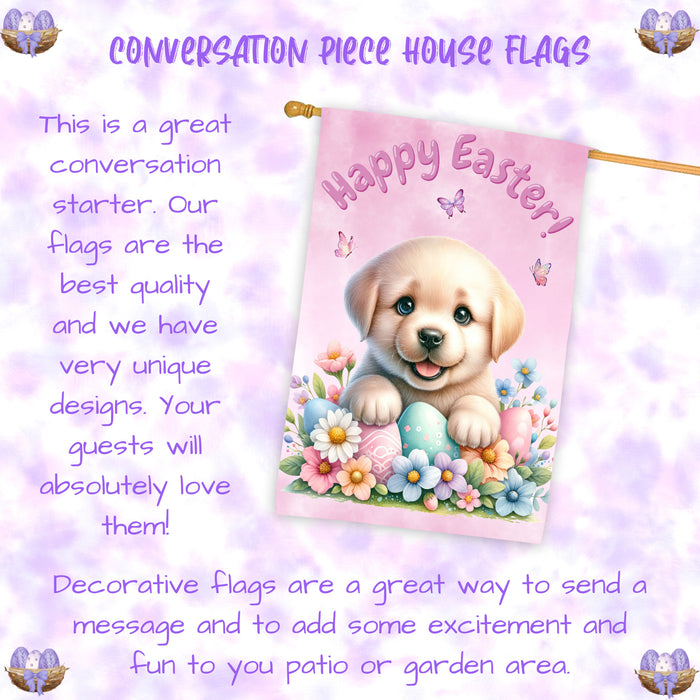 Labrador Retriever Spring Easter Dog House Flag Garden Yard Outdoor Decoration 28x40 Inch Double-Sided