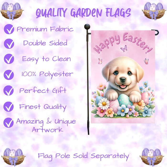 Labrador Retriever Easter Garden Flag Puppy Bunny Ears Spring Outdoor Decor 12x18 Inch Single Side and Double Sided