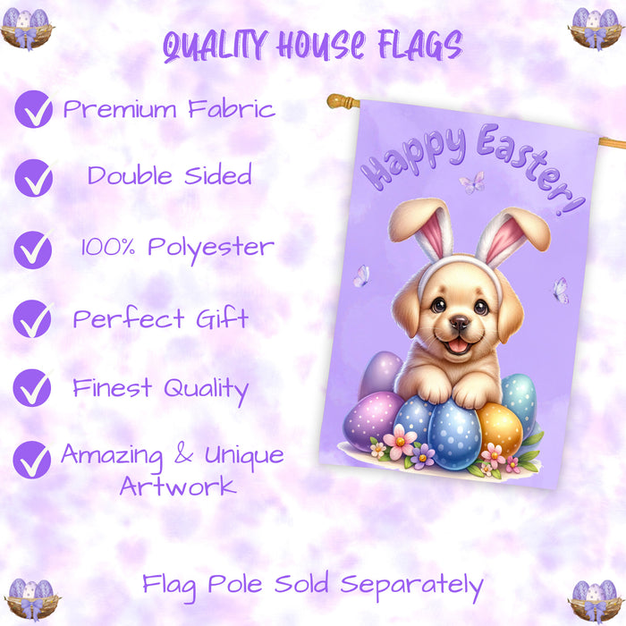 Labrador Retriever Spring Easter Puppy House Flag Garden Yard Outdoor Decoration 28x40 Inch Double-Sided