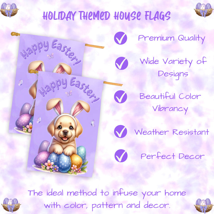 Labrador Retriever Spring Easter Puppy House Flag Garden Yard Outdoor Decoration 28x40 Inch Double-Sided