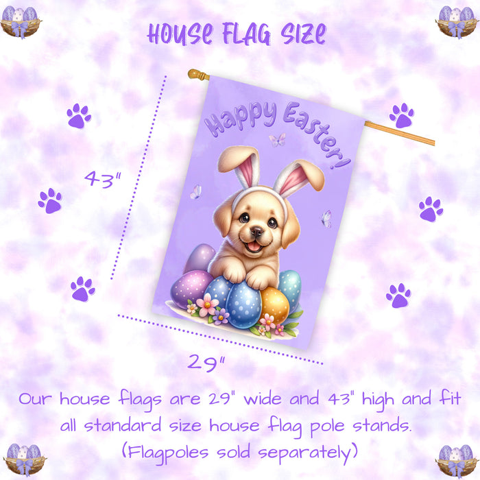 Labrador Retriever Spring Easter Puppy House Flag Garden Yard Outdoor Decoration 28x40 Inch Double-Sided