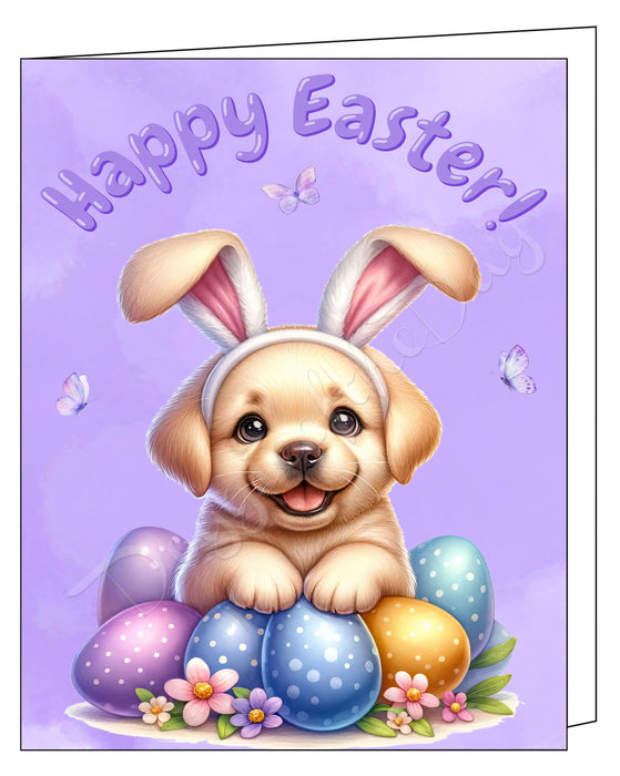 Happy Easter Labrador 6 Greeting Cards, Spring Holiday Notecards Blank Inside Envelopes Included, Unique Easter Egg Cards for Dog Lovers