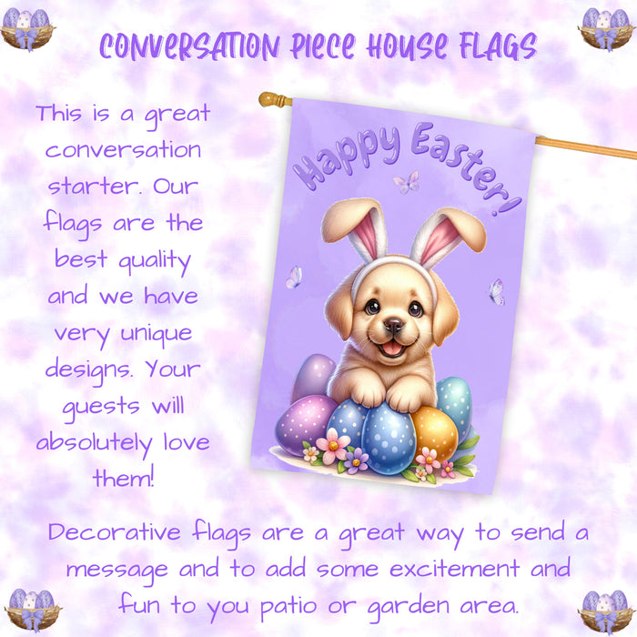 Labrador Retriever Spring Easter Puppy House Flag Garden Yard Outdoor Decoration 28x40 Inch Double-Sided