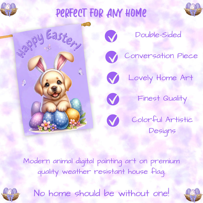 Labrador Retriever Spring Easter Puppy House Flag Garden Yard Outdoor Decoration 28x40 Inch Double-Sided