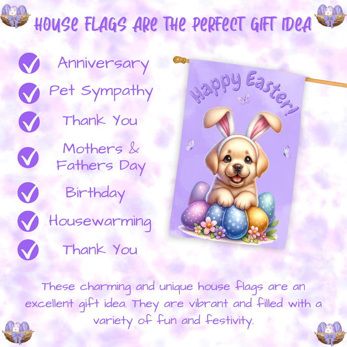 Labrador Retriever Spring Easter Puppy House Flag Garden Yard Outdoor Decoration 28x40 Inch Double-Sided