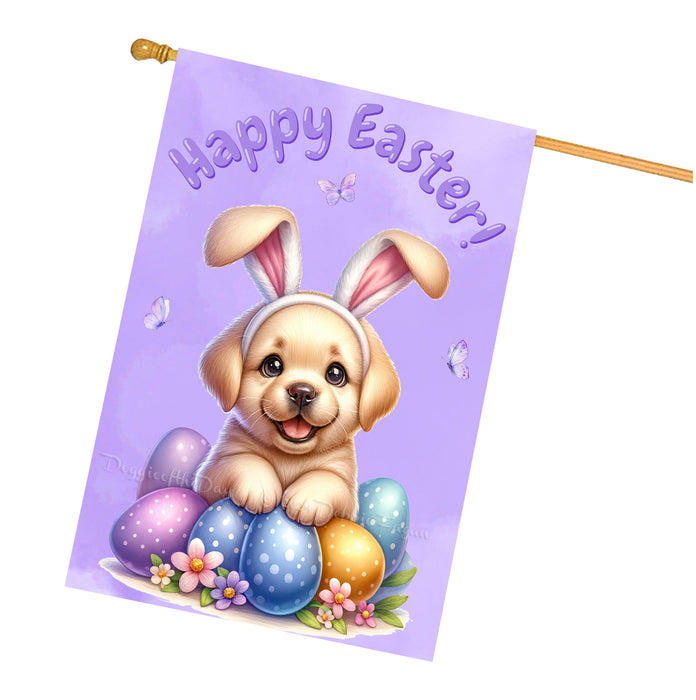 Labrador Retriever Spring Easter Puppy House Flag Garden Yard Outdoor Decoration 28x40 Inch Double-Sided