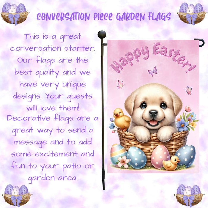 Labrador Retriever Easter Porch Garden Flag Dog Bunny Ears Spring Outdoor Décor 12x18 Inch Single Side and Double Sided