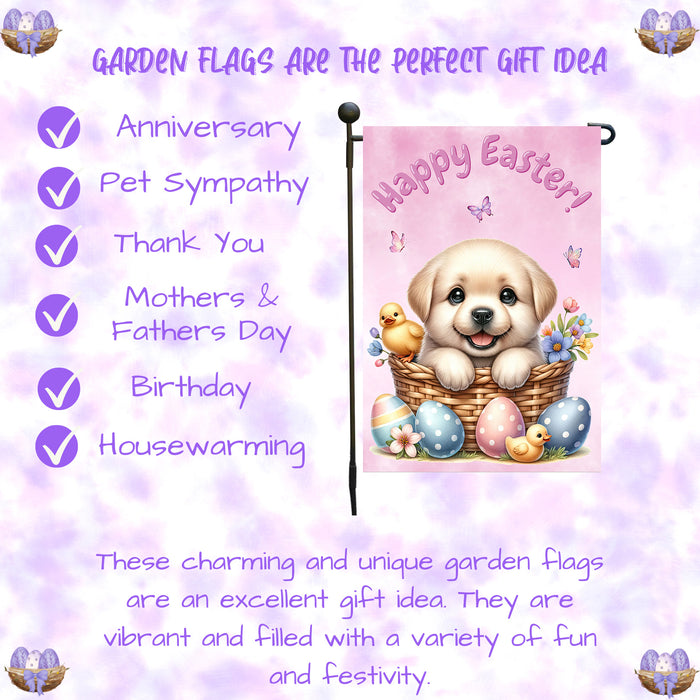 Labrador Retriever Easter Porch Garden Flag Dog Bunny Ears Spring Outdoor Décor 12x18 Inch Single Side and Double Sided