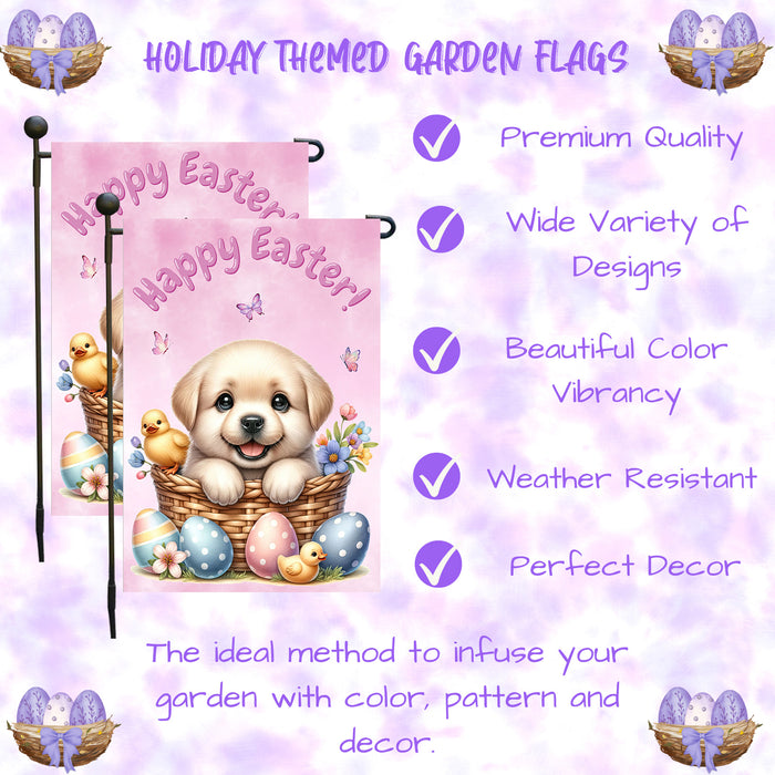 Labrador Retriever Easter Porch Garden Flag Dog Bunny Ears Spring Outdoor Décor 12x18 Inch Single Side and Double Sided