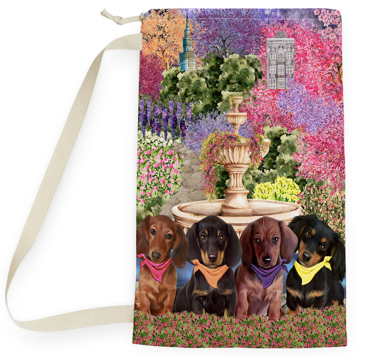 Floral Park Dachshund Dogs Laundry Bag