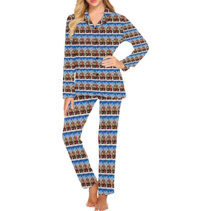 Dachshund Dogs Winter Cabin Women's Long Pajama Set - Long Sleeves, Soft & Comfortable Sleepware - Dog Mom Gifts