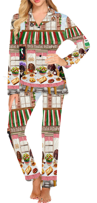 Doxie Italian Restaurant Dachshund Dog Women's Long Pajama Set