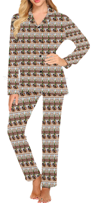 Little Doxy Cafe Dachshund Dog Women's Long Pajama Set