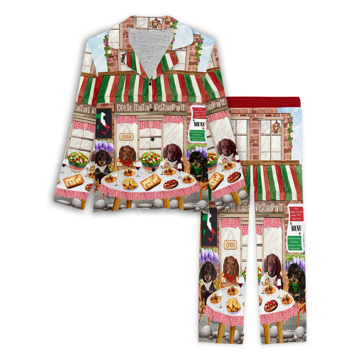 Doxie Italian Restaurant Dachshund Dog Women's Long Pajama Set