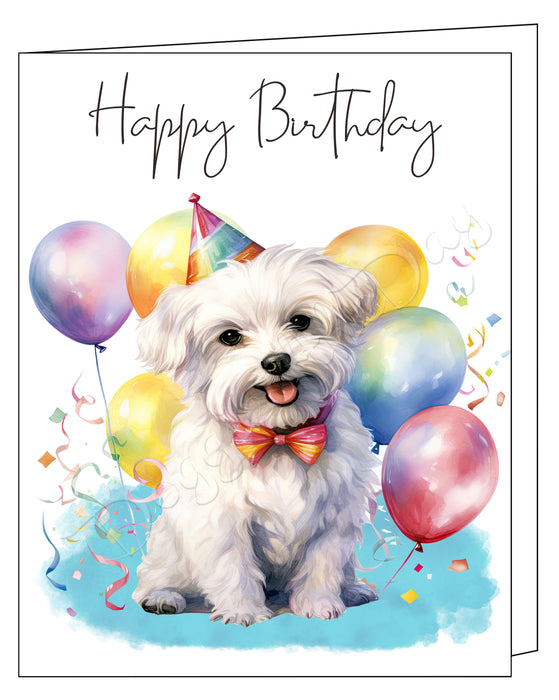 Happy Birthday Greeting Cards Maltese - Cute Note Cards for Dog Lovers - Blank Inside Envelope Included, GCHB00206
